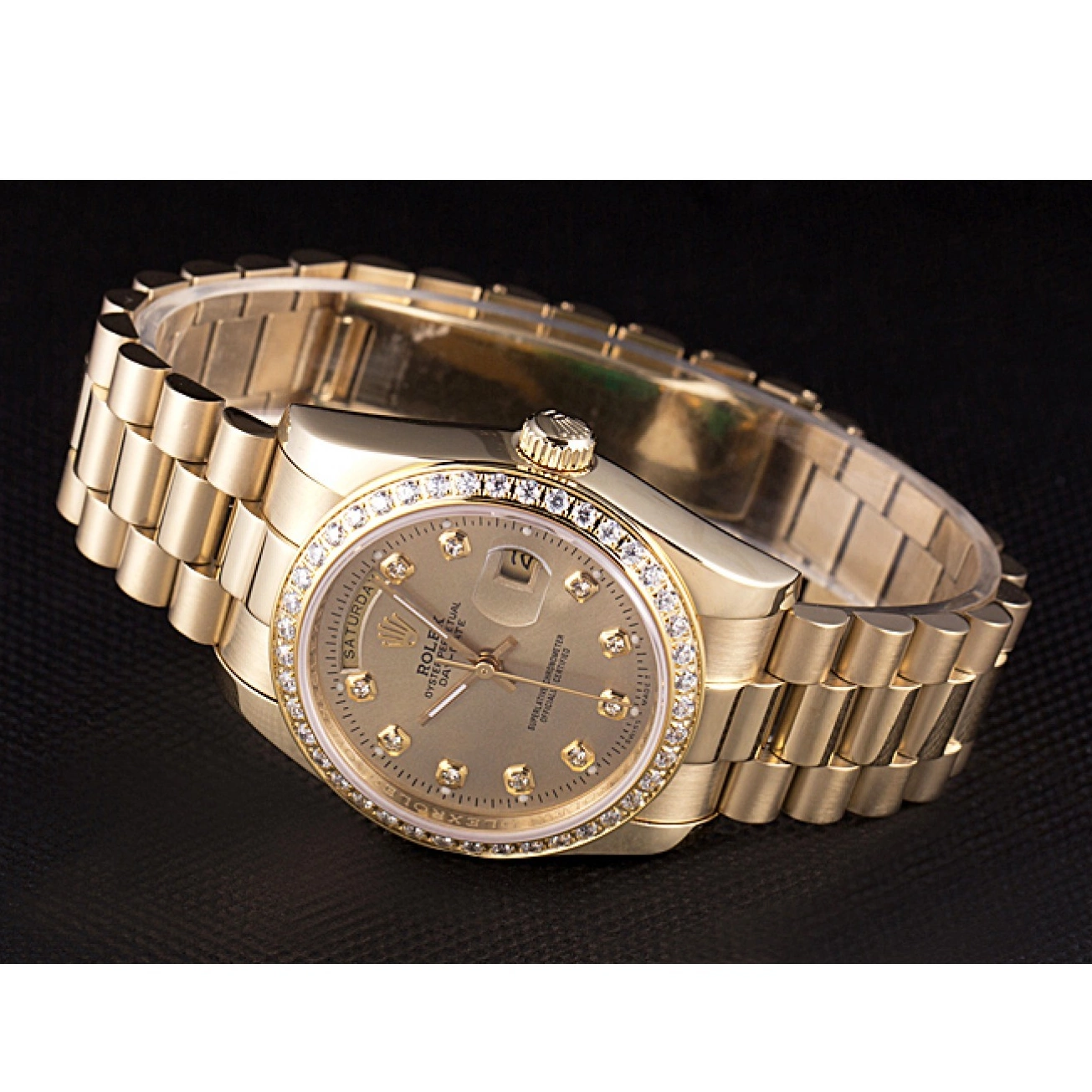MiroTime 0818 Rolex Day-Date 18k Yellow Gold Plated Stainless Steel Gold Dial